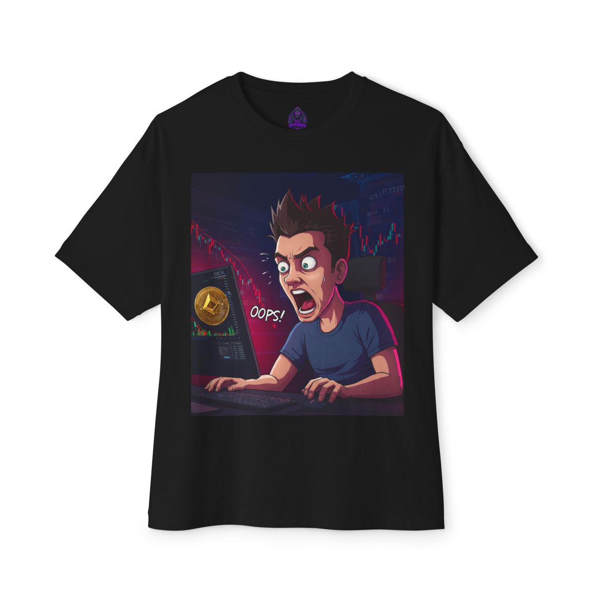 Crypto Humor Unisex Oversized Boxy Tee - "Oops!" Design view 3
