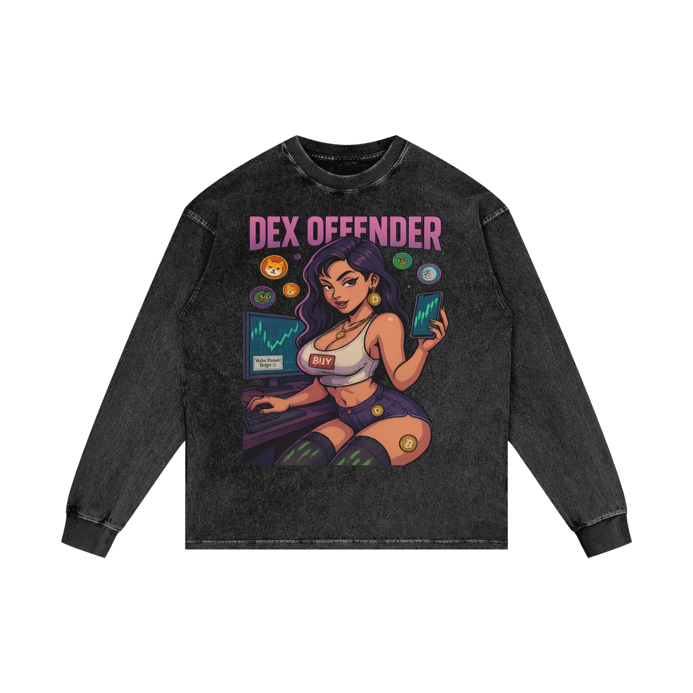 Dex Offender Vixen Acid Wash Long-sleeve Tee