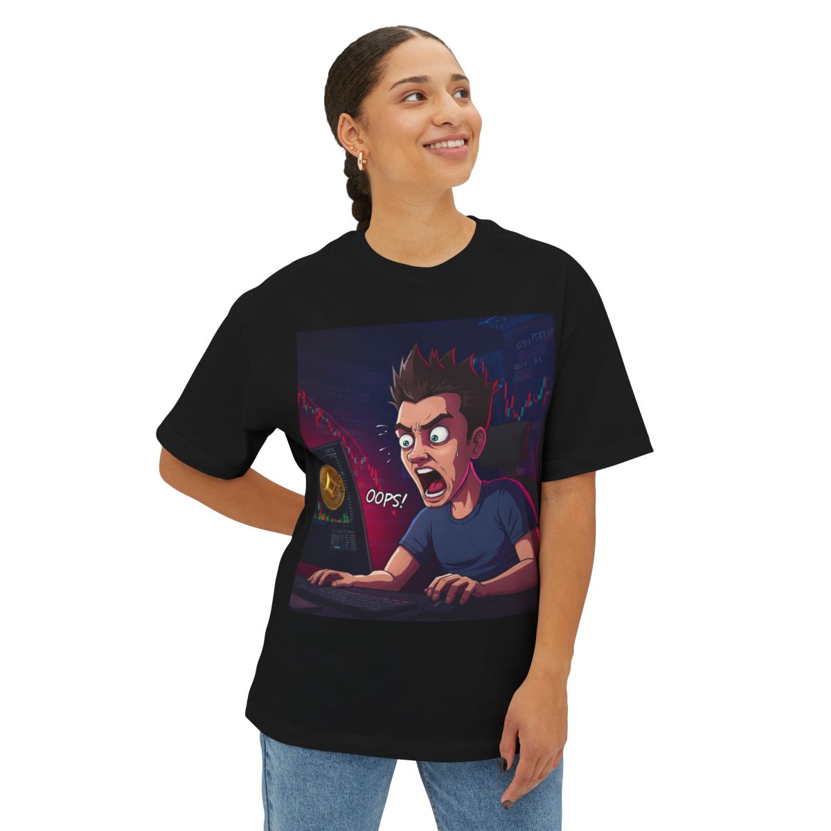 Crypto Humor Unisex Oversized Boxy Tee - "Oops!" Design